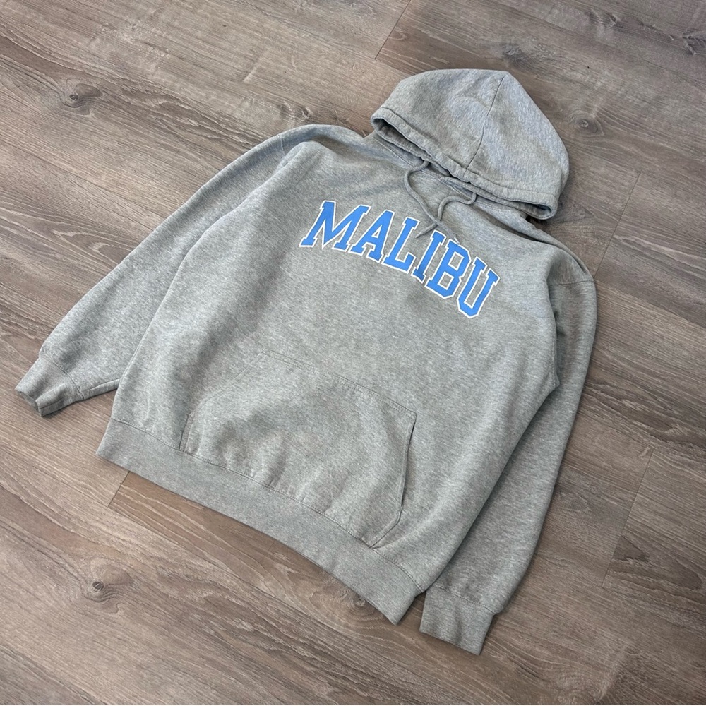 john galt brandy melville malibu oversized gray and blue hoodie